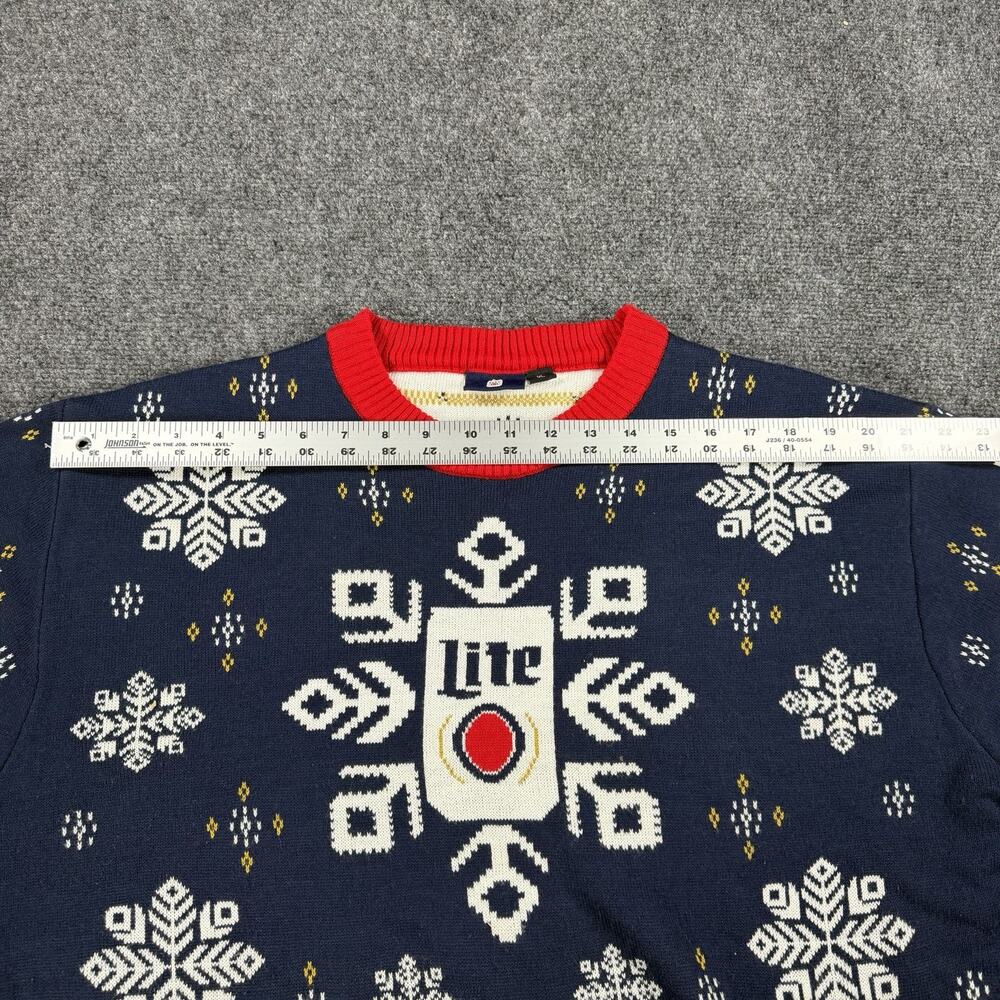 Miller Lite Ugly Christmas Sweater XL Snowflake Reindeer Beer Can Holiday Knit - Picture 8 of 9
